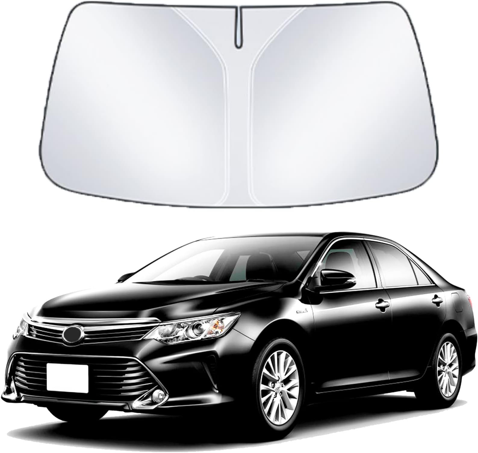 Car Sun Shade Front Windshield Compatible with Toyota Camry Custom Fit LE XSE XLE Hybrid SE Sedan Upgraded 2024 2023 2022 2021 2020 2019 2018 Window Sunshade Protector Shield Sun Visor Cover