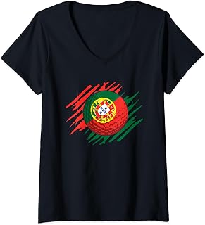Golf Ball With The Flag Of Portugal V-Neck T-Shirt