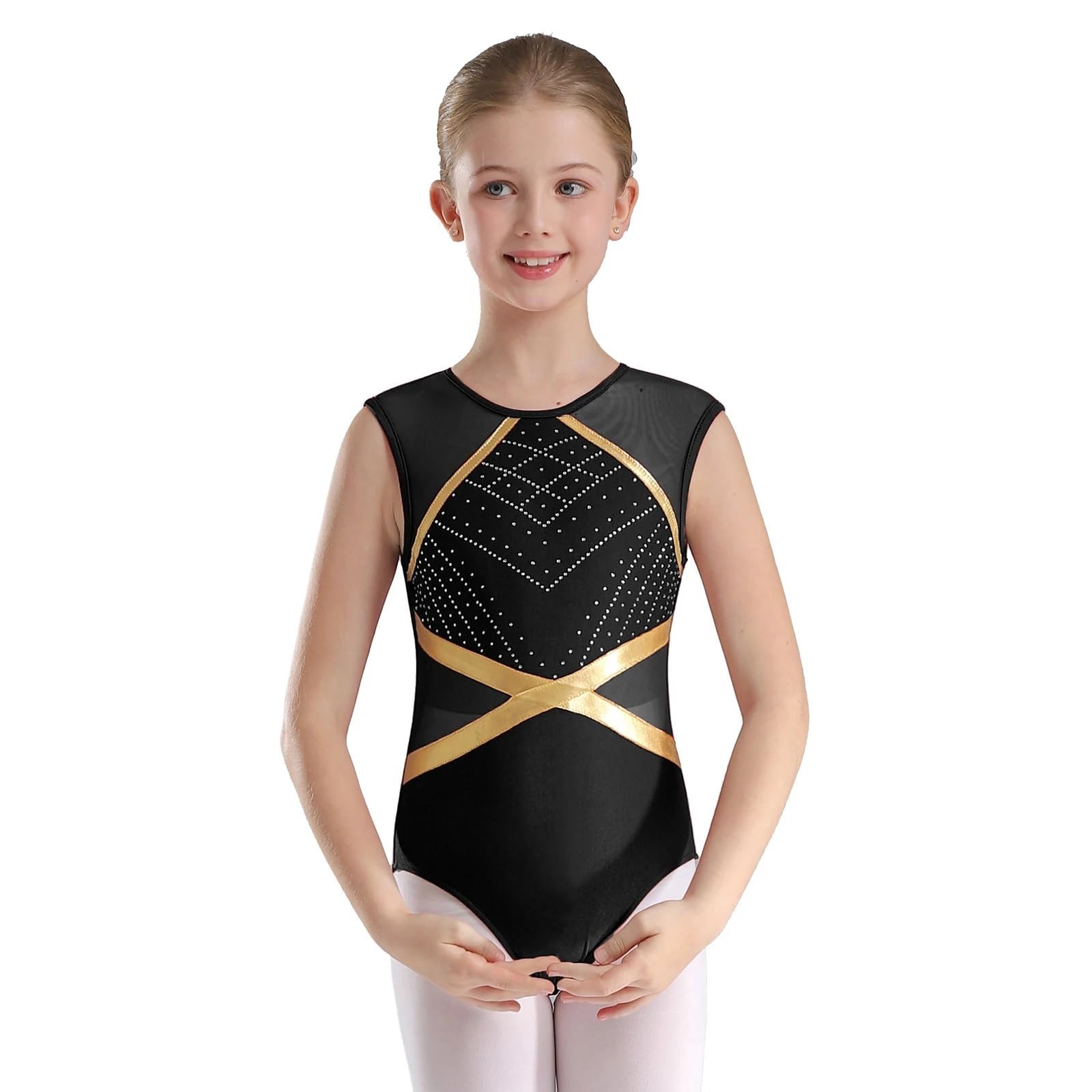Maillot Gimnasia Ritmica Kids Girls Gymnastics Outfit Figure Skating Jumpsuit Ballet Tutu Leotards Patchwork Sleeveless Leotard With Crop Top Shorts