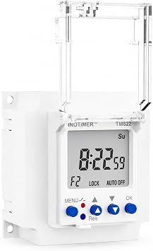 Dual Channel Programmable Timer Switch, 2CH Digital Timer Relay, 12V DC 16A, 7 Days Weekly Timer, with LCD Display Panel/Wall Mount