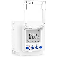 Dual Channel Programmable Timer Switch, 2CH Digital Timer Relay, 12V DC 16A, 7 Days Weekly Timer, with LCD Display Panel/Wall Mount