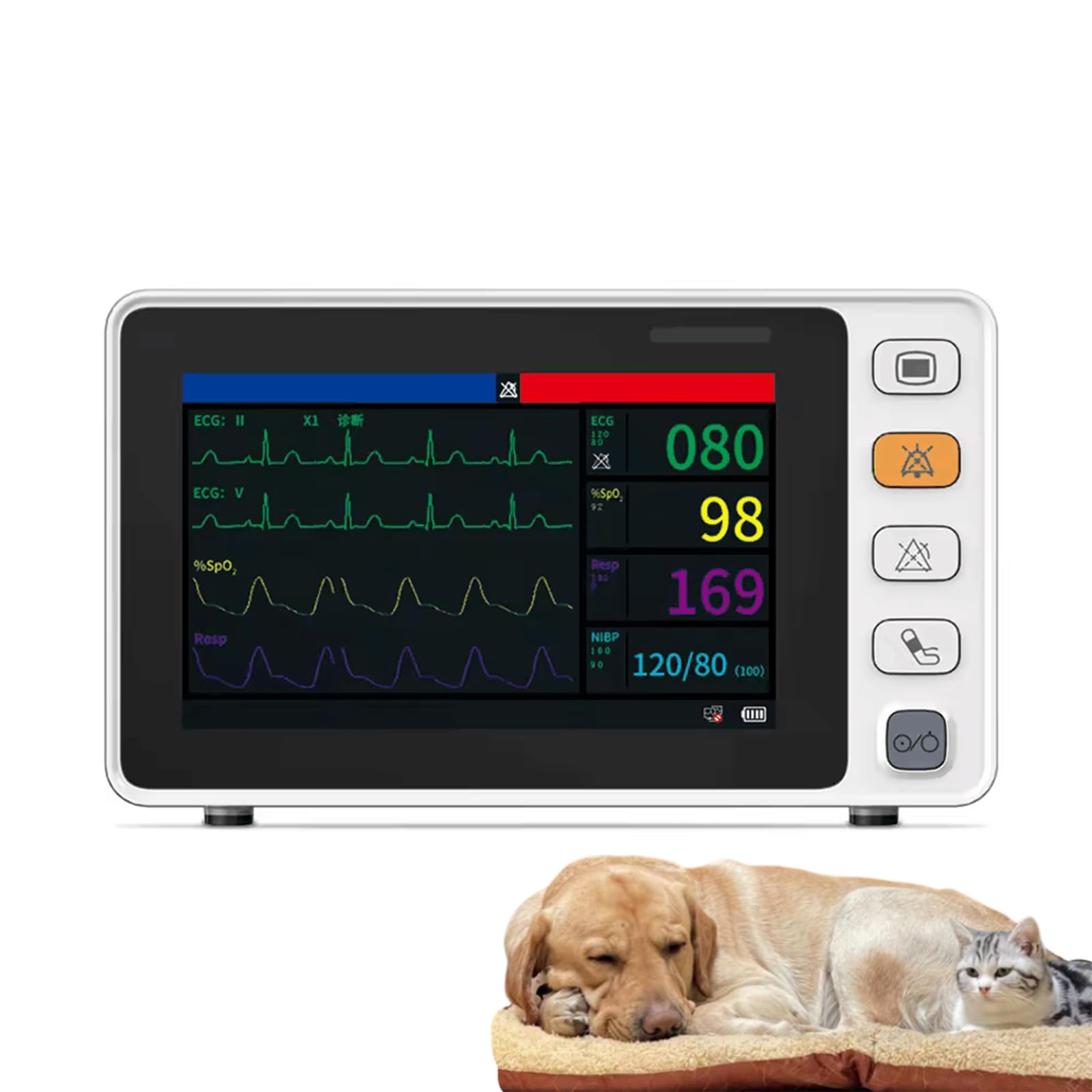 CONTEC Veterinary Machine Multi 6 Parameters Patient Monitor for Cats Dogs Animals Use in Home Clinic Touch Screen