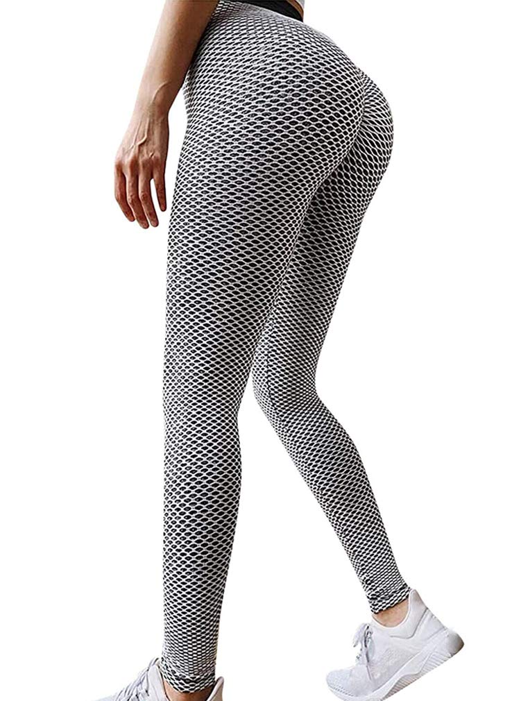 Women's Ruched Butt Lifting Leggings High Waist Yoga Pants Workout Tummy Control Sport Bubble Hip Butt Lift Tights
