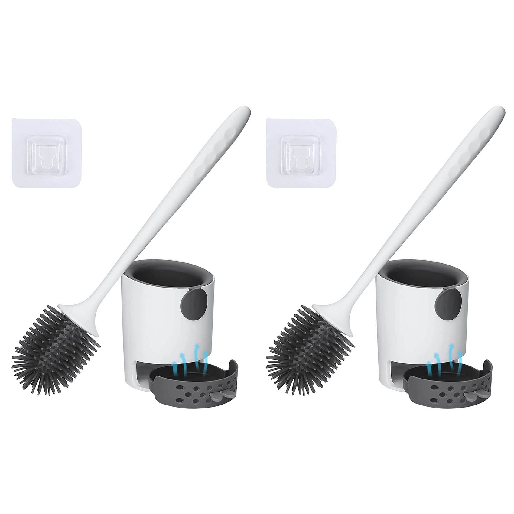 Hndhbfgrt 2X Toilet Brush with Holder, Silicone Toilet Bowl Cleaning Brush and Holder Set