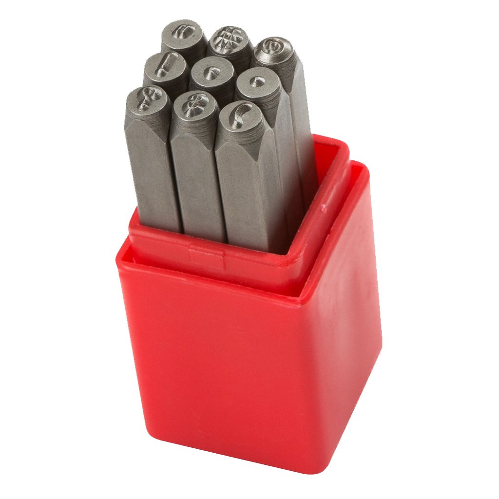 Sharplace Red 9 Pieces 4Mm Metal Stamp Punctuation Set Punchs Carbon Steel Stamping Tool Die Maker