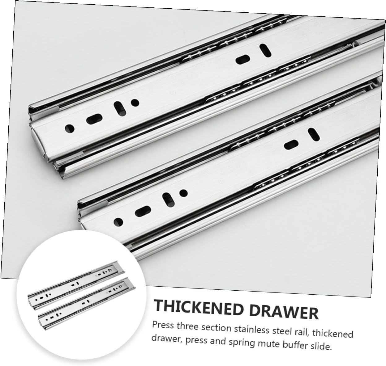 NOLITOY Stainless Steel Mute Sliding Chute Drawer Rail Three-Section Heavy Duty Ball Bearing Track Soft Close Guide for Office Furniture and Medical Cabinets