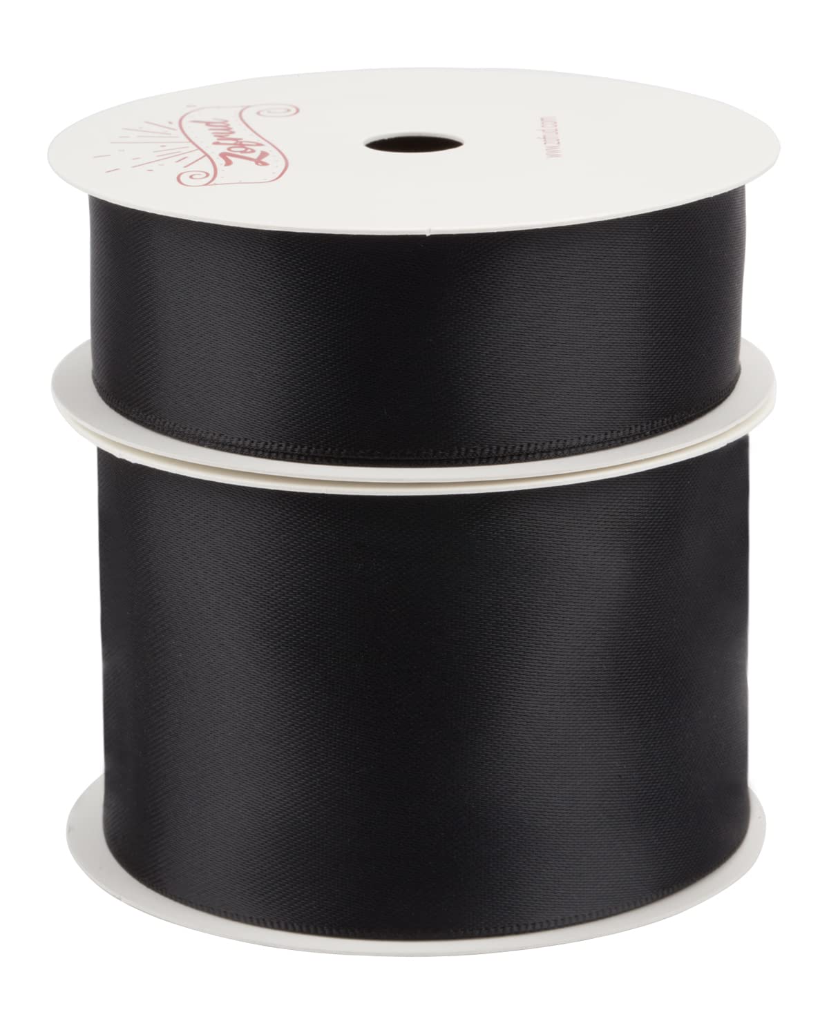 Zofrud 2 Rolls of Black Double Faced Satin Ribbon - 18 Meters Total (25mm and 50mm x 9M) - Ideal for Crafts Gift Wrapping, and Weddings - Image 2