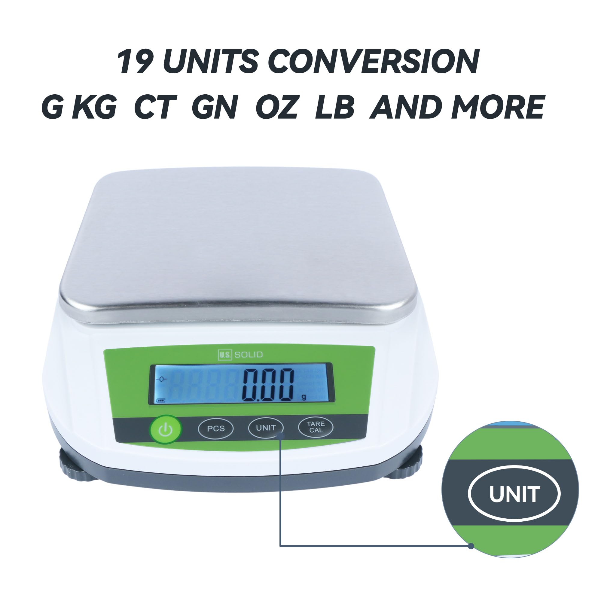 U.S. Solid Bilancia di precisione 5000 g/11 lb x 0,01 g – Bilancia analitica digitale da laboratorio per gioielli da cucina scientifica