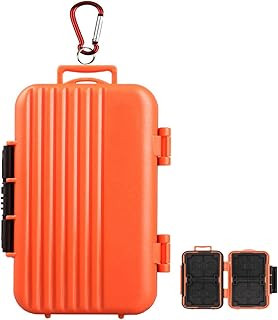 LXH Waterproof & Shockproof 24 Slots Luggage Memory Card Storage Case Fits 4 (CF) Compact Flash & 8 Secure Digital (SD) & 12 TF/Micro SD Card Storage Holder (SDHC/SDXC/TF) with Carabine (Orange)