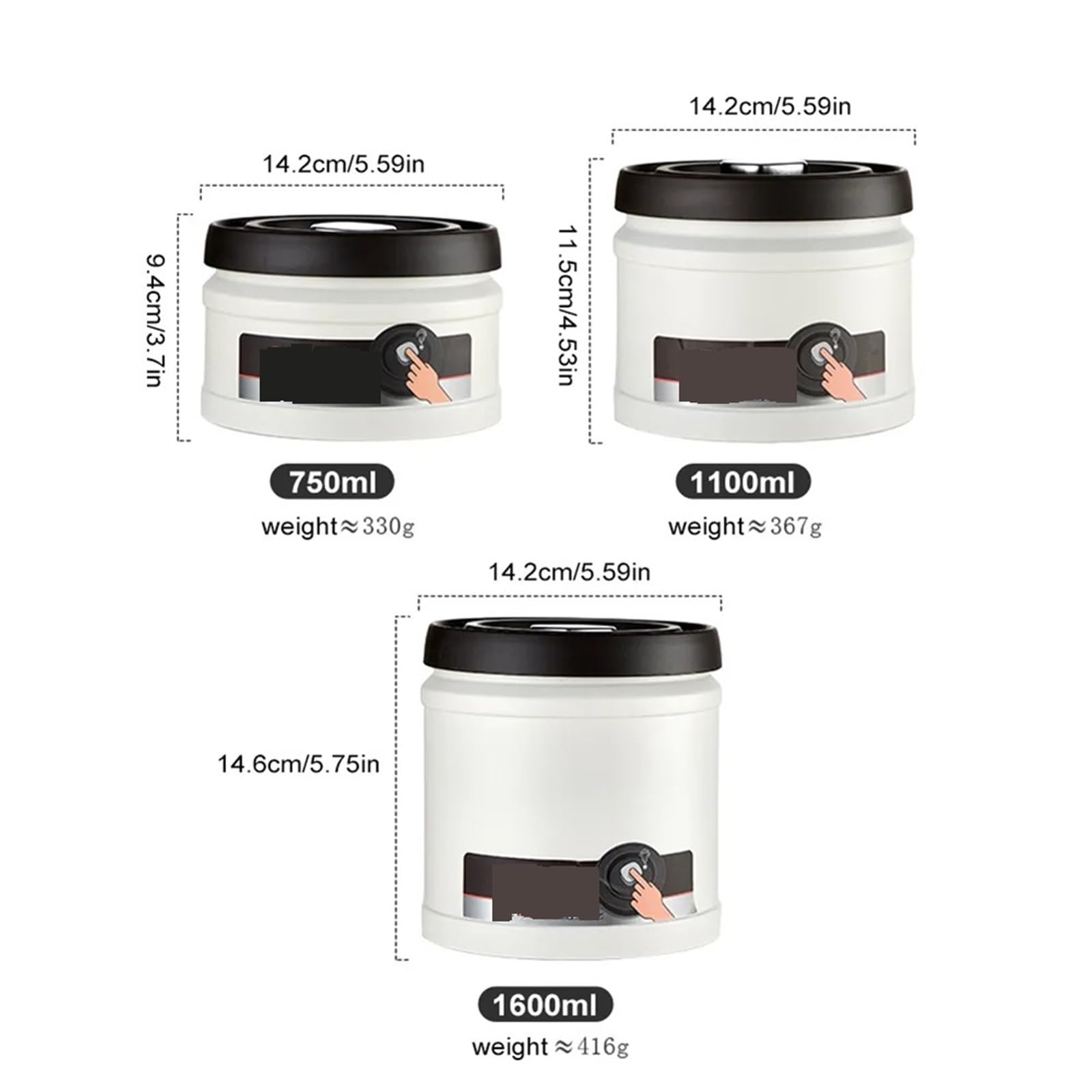 Vorratsglas Vakuumversiegelter Behälter for Kaffeebohnen, Edelstahl, Getreide, Tee, Nüsse, Vakuum, luftdicht verschlossene Dosen, Aufbewahrungsorganisator for die Küche(1600ml)