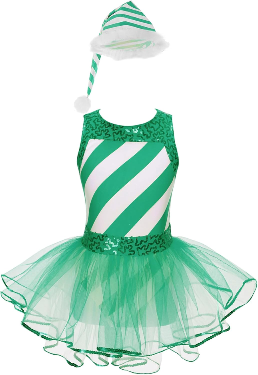 Kids Girls Sparkly Sequins Ballet Leotards Tutu Dress Figure Ice Skating Dress Christmas Dance Costumes