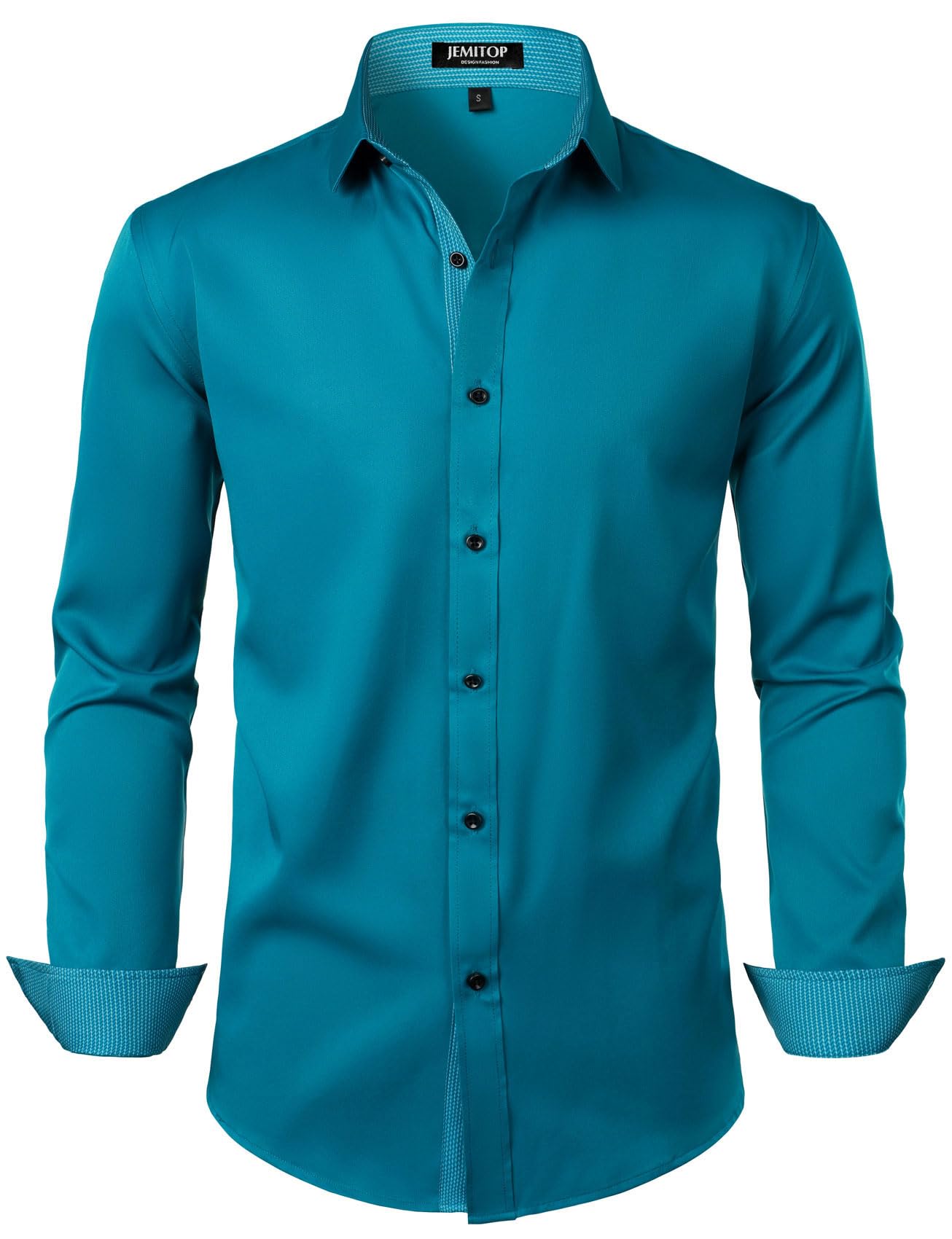 JEMITOP Mens Stretch Multi-Use Long Sleeve Dress Shirts Party Prom Wedding Shirts with Slight Sheen
