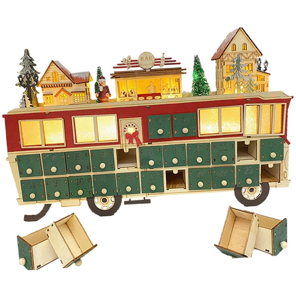 2er Set Weihnachts-Adventskalender beleuchtet batteriebetrieben