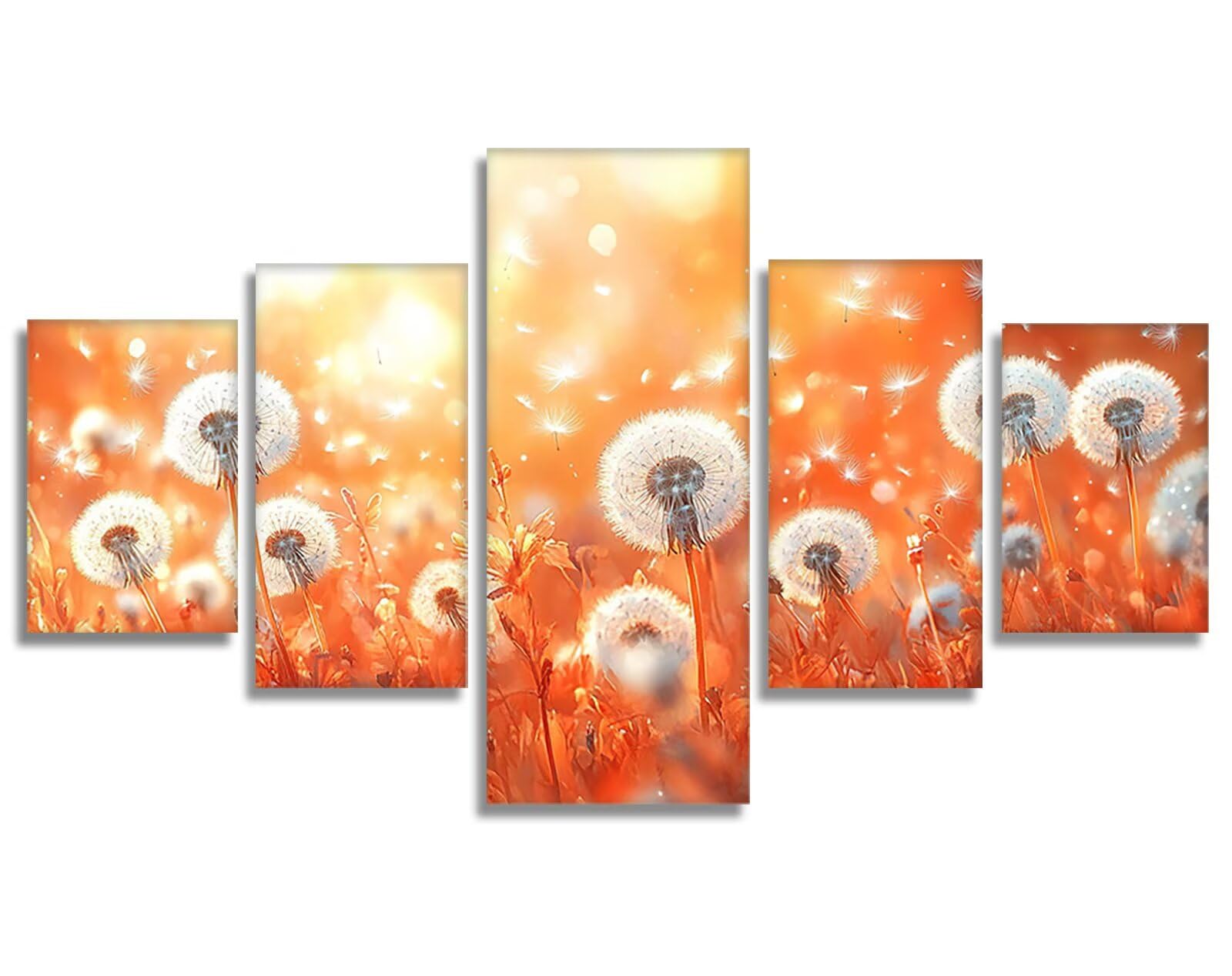 Diamentowe malowanie mniszek lekarski Diament Malarstwo 5 Pezzi Kwiaty DIY Zestaw do malowania diamentowego dla dorosłych, 5D Creart Cross Stitch Diament Malarstwo do dekoracji ścian domu 150x80cm