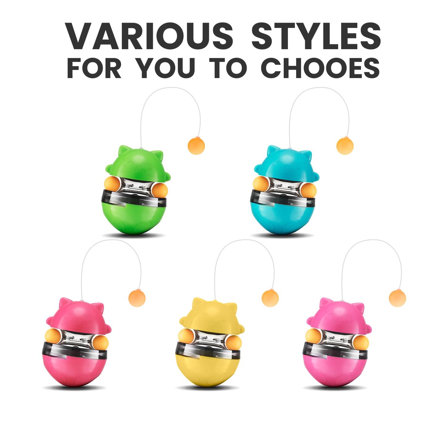 KOOBULL Interactive Cat Toys, Exercise Tumbler for Indoor Cats, 3-in-1 Tumbler Catnip Toy, Yellow