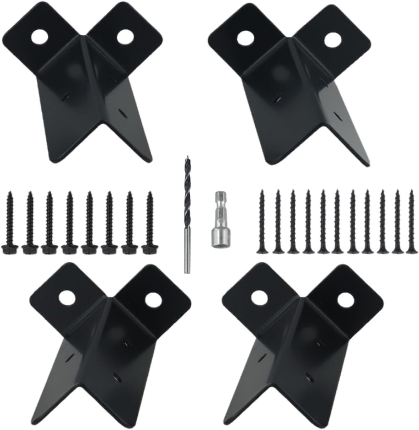 Adjustable Deck Post Anchor Base Brackets – 4-Pack Iron Fence & Pergola Support Brackets for Wooden Posts, Decks, and Concrete Floors, 127 mm Height, 35x30x2.8