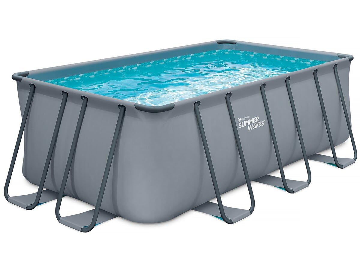Habitat et Jardin - Piscine Tubulaire Rectangulaire Ludo 2 (L) 4,01 x (l) 2,01 x (H) 1,22 m - Piscine de Jardin en PVC 3 Couches Résistante et Design - Echelle de Sécurité