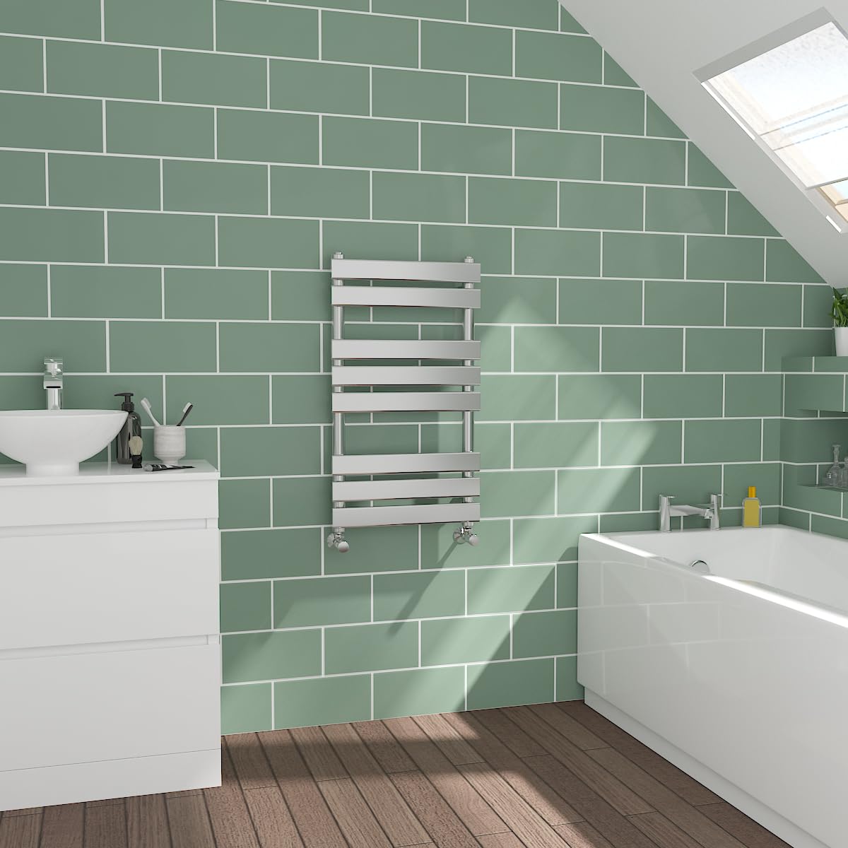 Warmehaus Flat Panel Chrome Towel Radiator Bathroom Heated Towel Rail 800X450mm