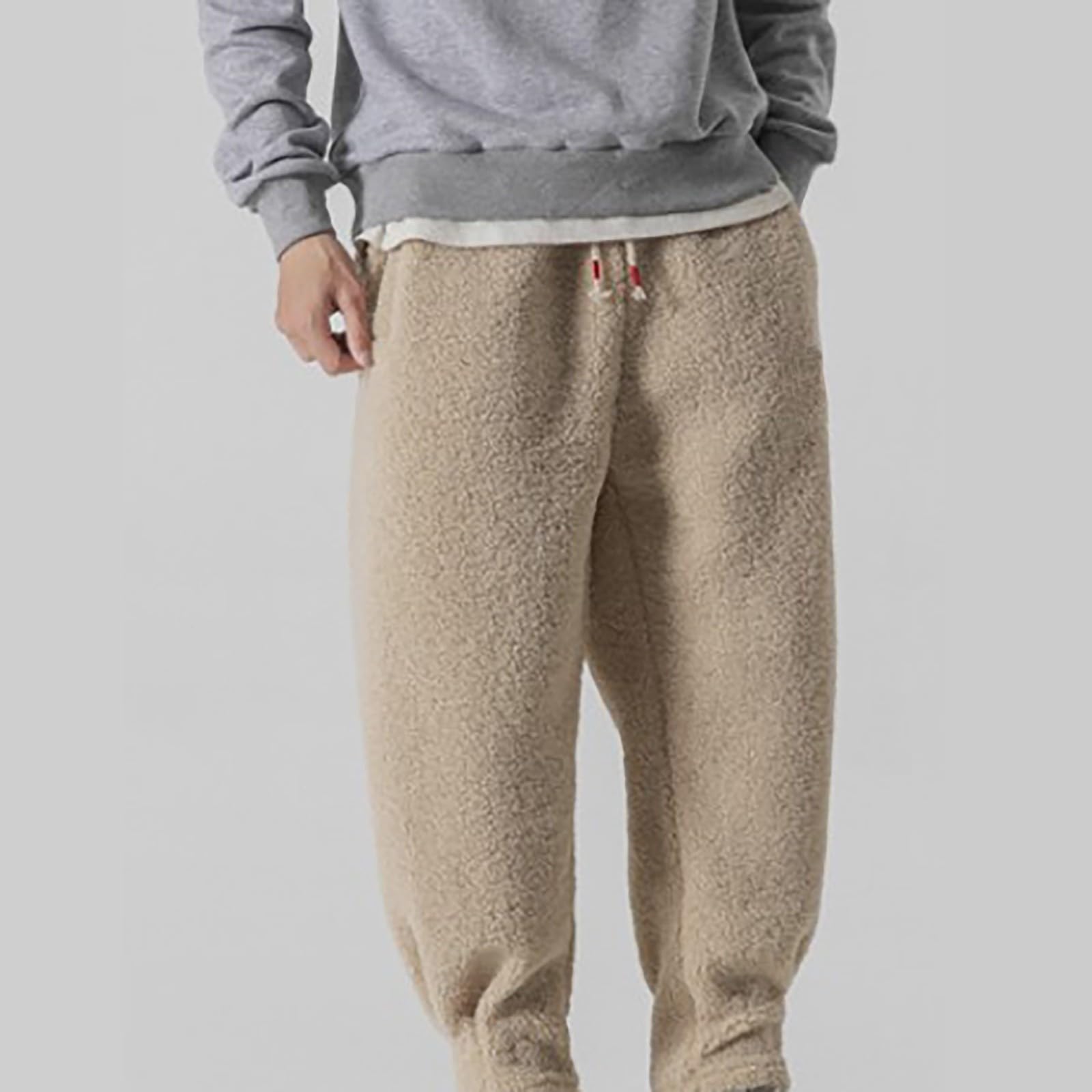Pantalones térmicos con forro polar para hombre, cintura elástica, pantalones deportivos de forro polar, pantalones de invierno para hombre, pantalones de chándal (gris, XXXXXXXL)