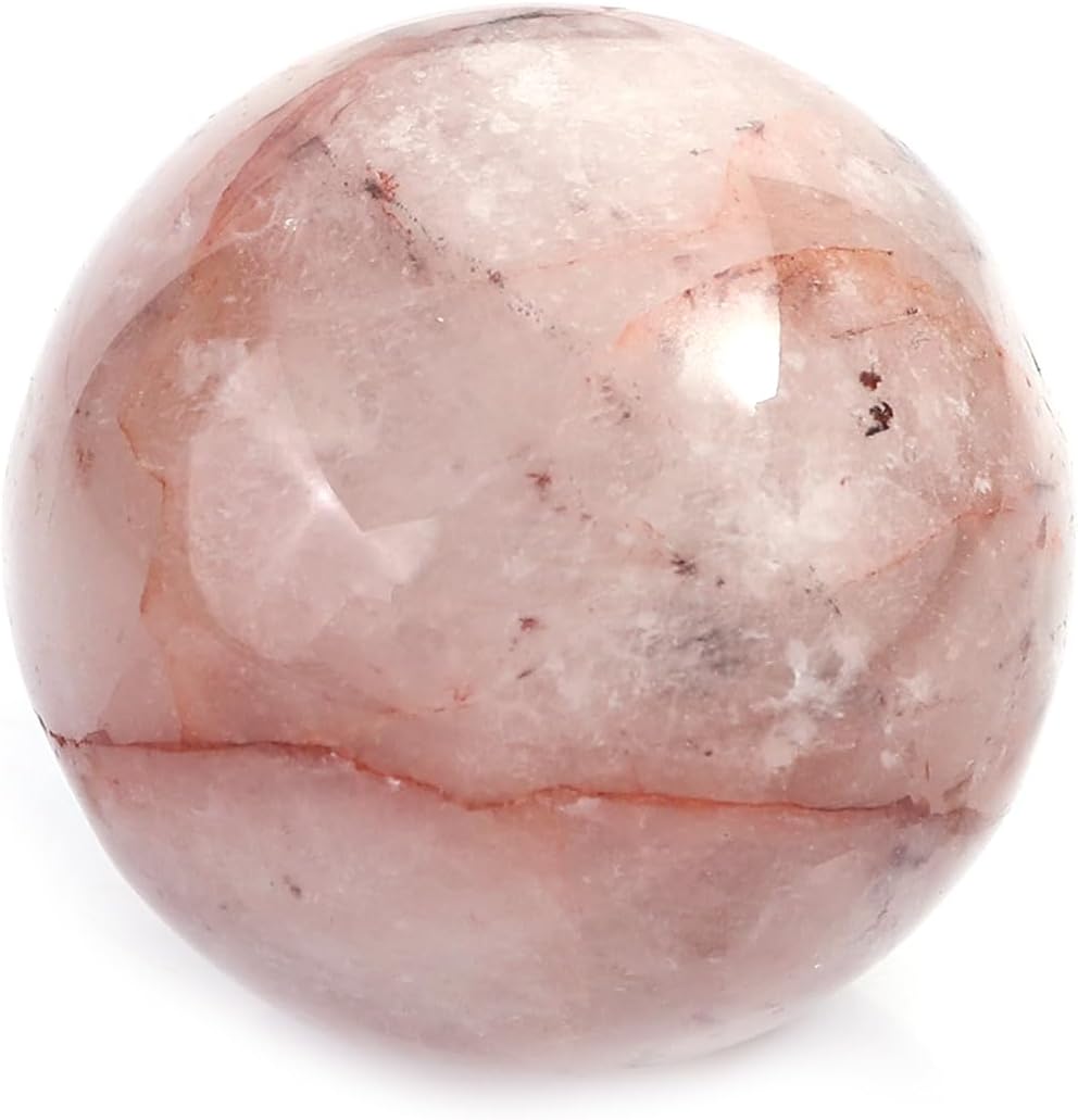 Healing Balls Natural Pink Quartz Sphere Ball for Meditation and Yoga Decorative Ethnic Quartz Ball Size 45-46mm HQB-D-32