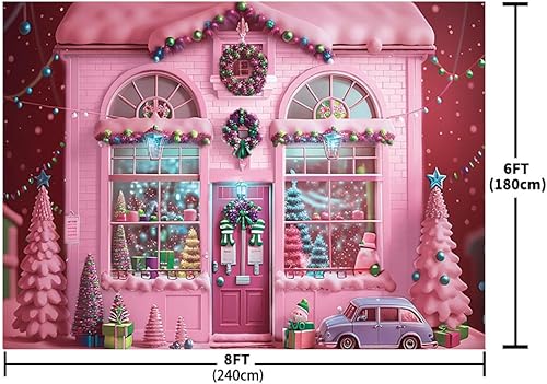 Miniatura 5 de AIBIIN Telón de fondo de Navidad de invierno de 8 x 6 pies para fotografía, tienda de juguetes de Papá Noel, fondo de tienda de Navidad, invierno,