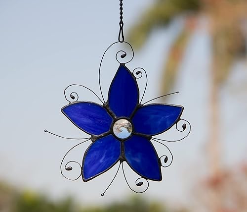 Miniatura 2 de Forget-me-not - Atrapasoles para ventana con vitrales, Forget Me Not Flower Suncatcher para ventana, flores de vitral, regalos de cumpleaños para