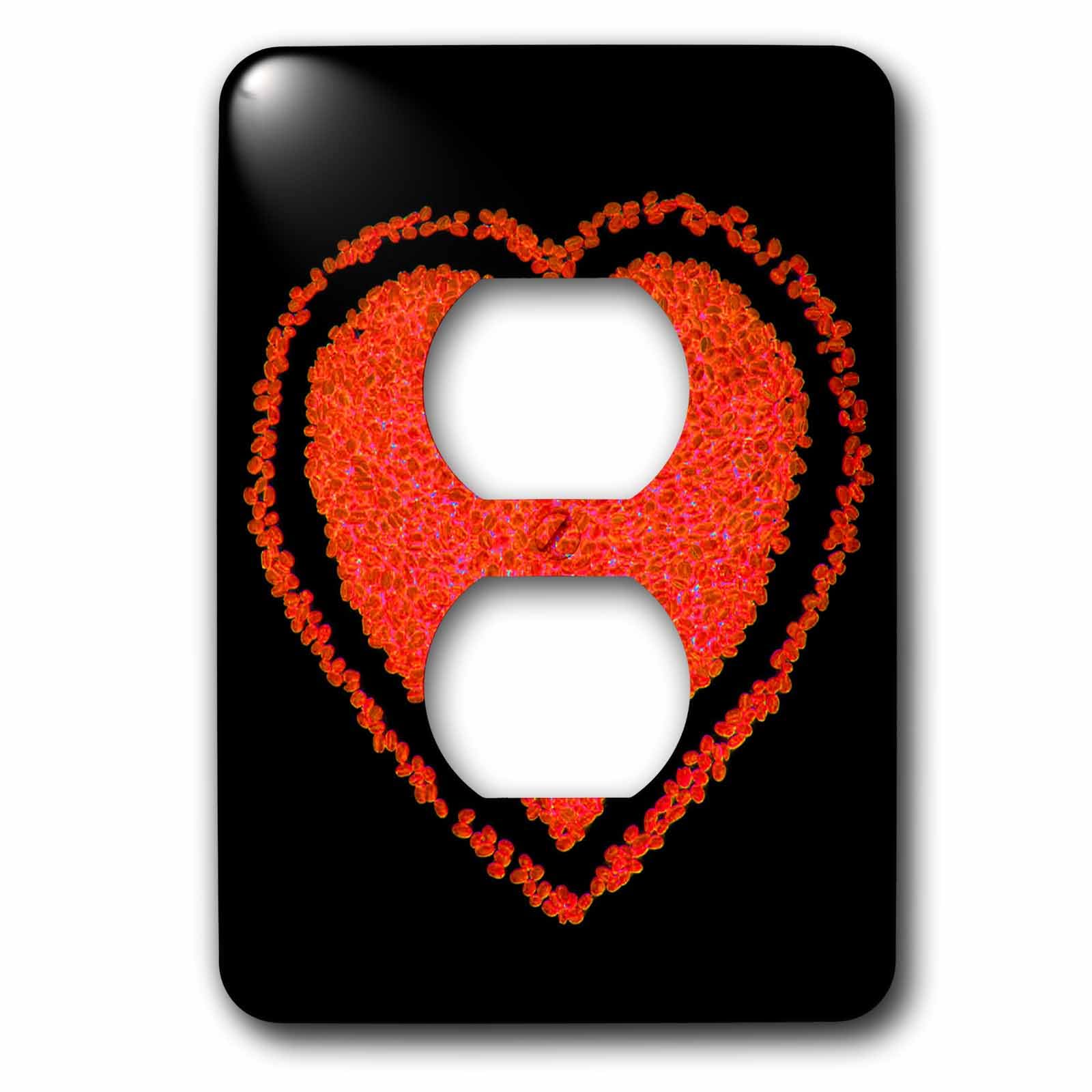 Coeur Rouge Galets sur Noir plaque de finition 2 Prise de Prise décorative murale
