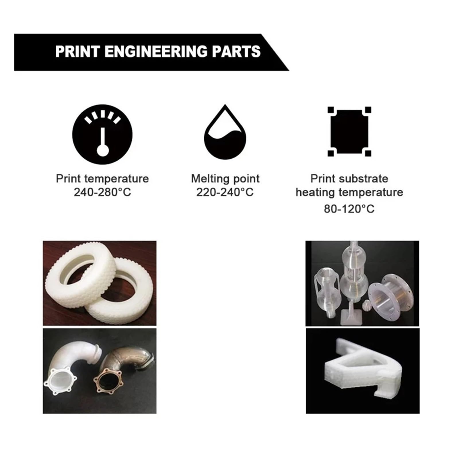 250/500 g Nylon-3D-Druckerfilament PA-Polyamid 1,75 mm Hohe Zugfestigkeit Flexibilität Sublimation(Black- 500g)