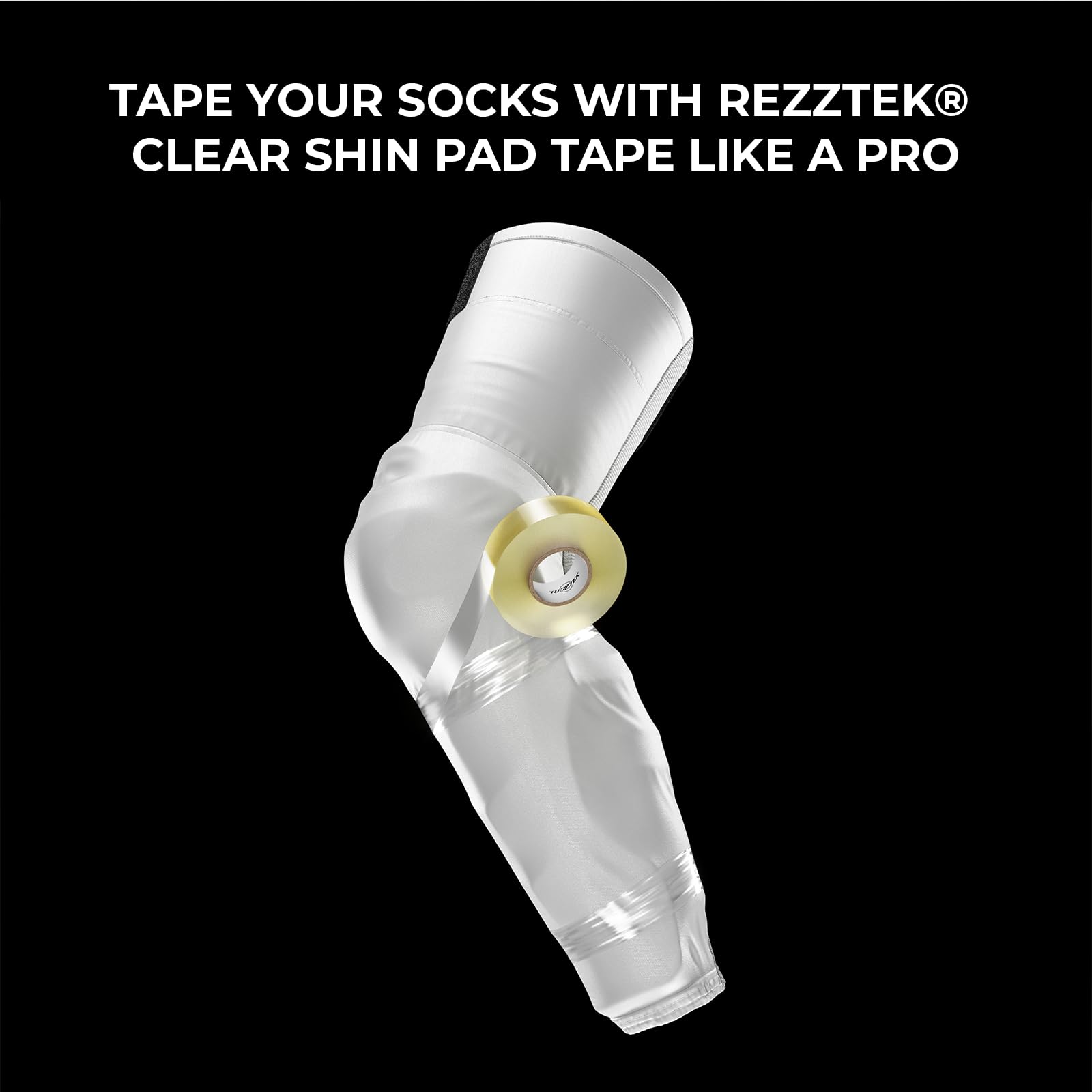 Rezztek Clear Hockey Tape – Ruban adhésif Transparent pour Chaussettes de Hockey – Extensible et indéchirable – Durable