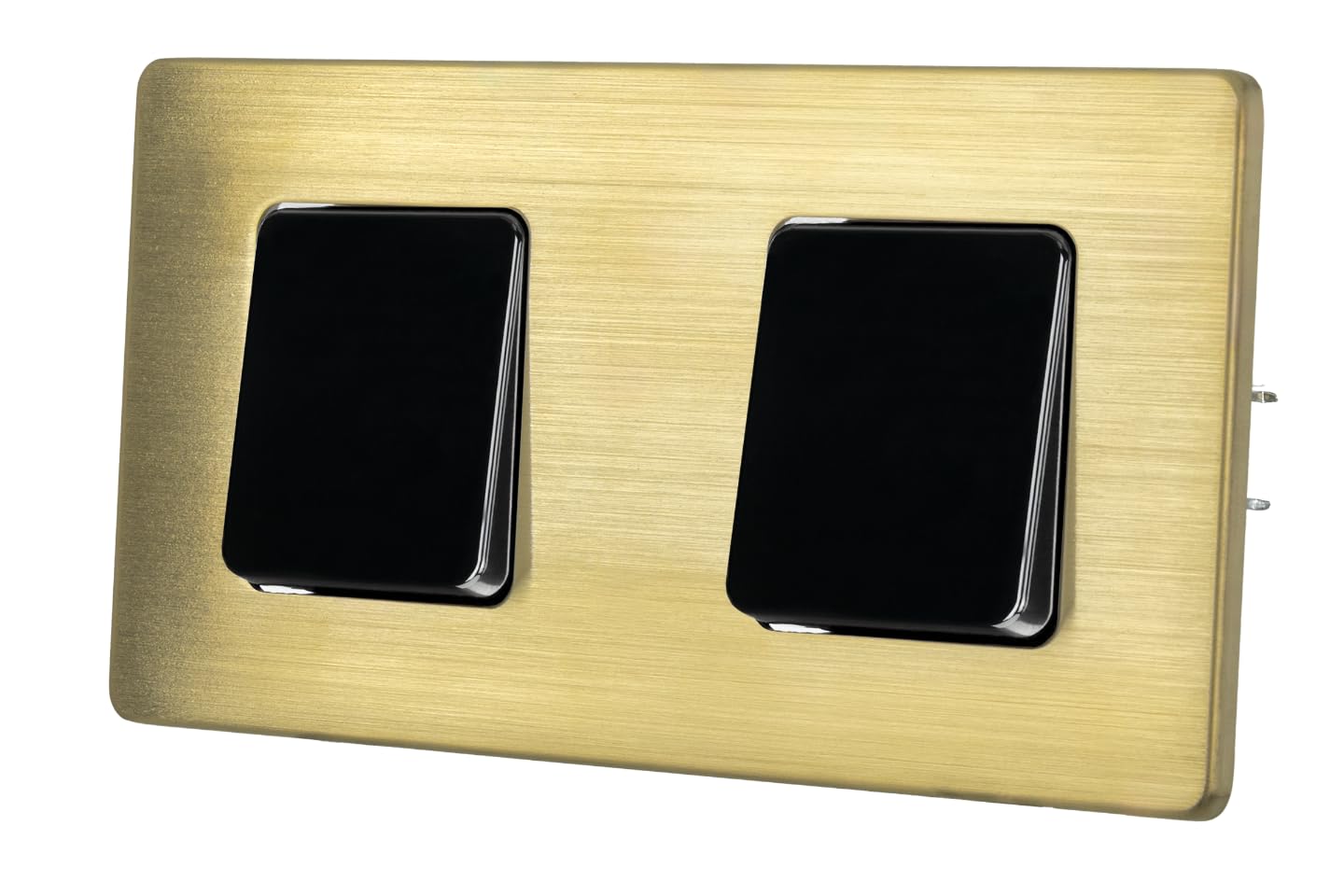 Włącznik Światła Podwójny Czarny Krzyżowy Stal Szczotkowana PVD Brass