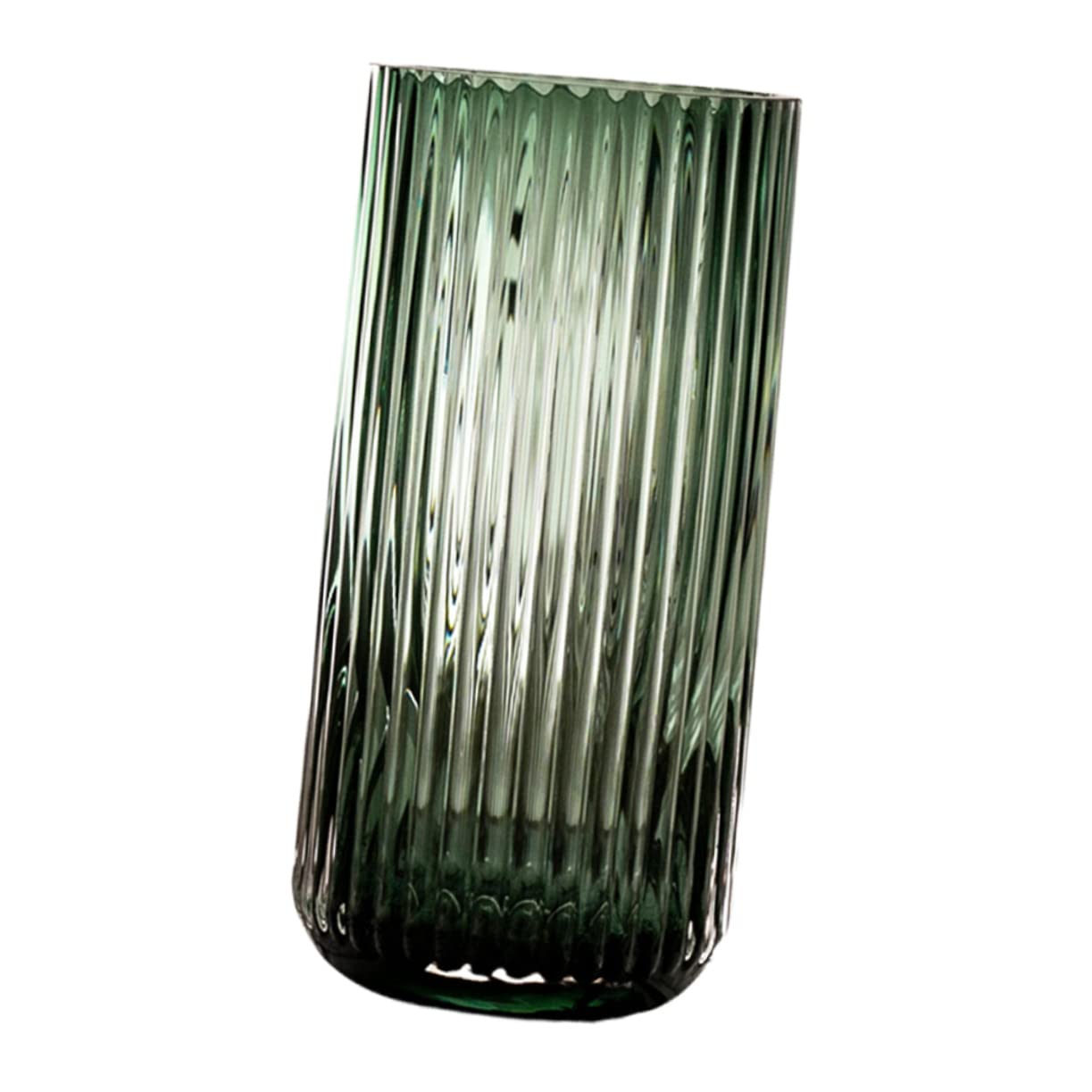 Sosoport Jarrón de Forma de Columna Diseño Sencillo de Estilo Nórdico para Arreglos de Flores Salón Talla Rayas Verticales Inspiradas Romano Jarrón de Vidrio para Plantas Acuáticas o Secas