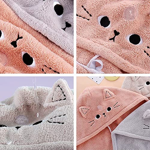 Battilo Pty Cute Cat Microfiber Hair Towel Wrap For Kids,3 Packs Hair Drying Towels Rapid Dry Hair Turban Funny Twist Hair Towel For Women Girls Kids Curly Long Hair(Cat) #TOP2