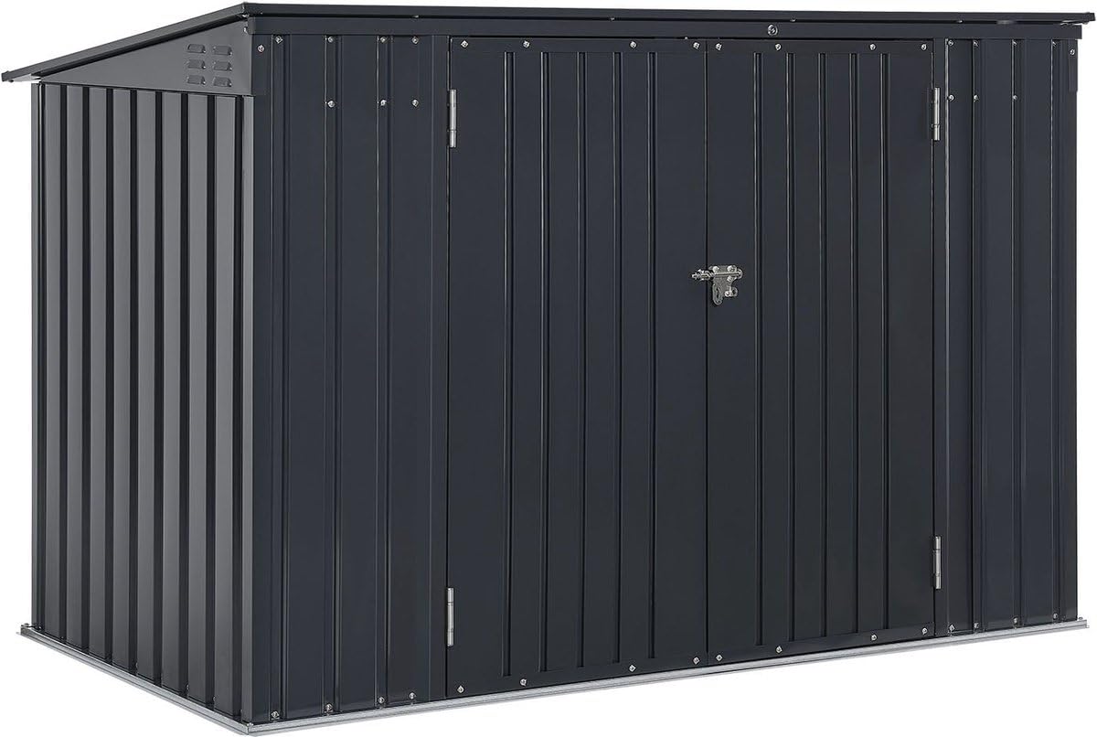 Juskys Conteneur pour 3 poubelles Namur 3 bacs de 120 litres – 2 m² – 2 Portes – Coffre, boîte, boîtier de Rangement Gris