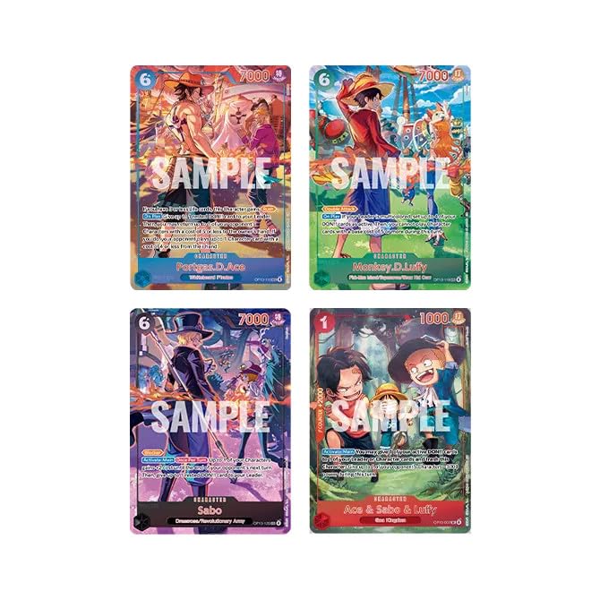 One Piece Card Game 3rd Anniversary Set Luffy Ace Sabo ENG + 100 Sleeves By Set Premium Bandai TCG 3° Anniversario