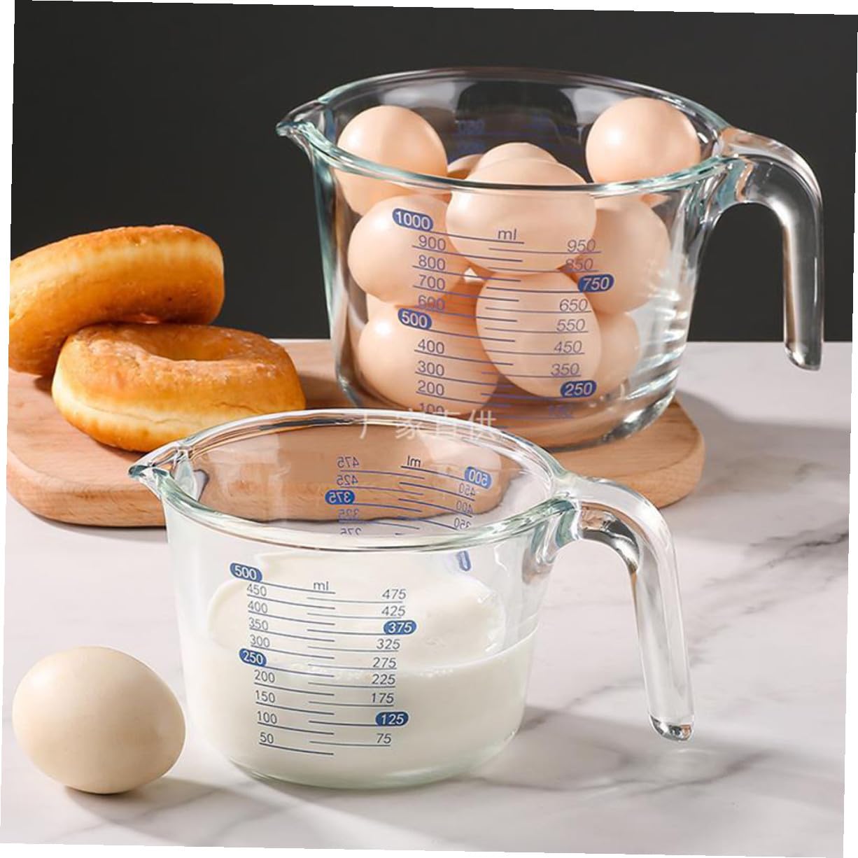 Glasmessbecher aus Glas 500ml mit Skala, Wiederverwendbar