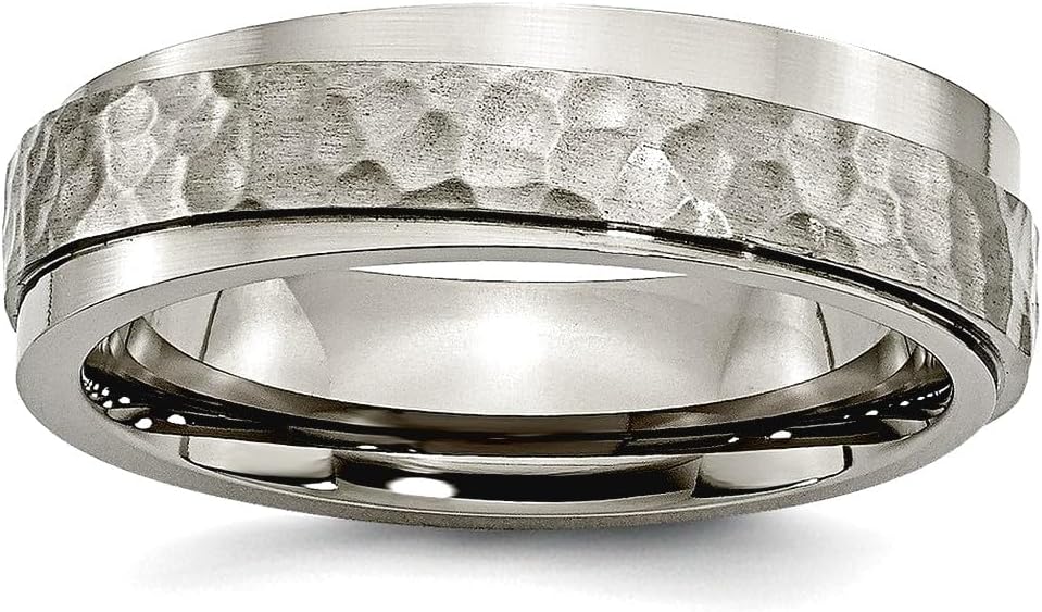 JewelryWeb Titanium Hammered and Polished Band Ring-Ring for Women and Men in Variety of Sizes