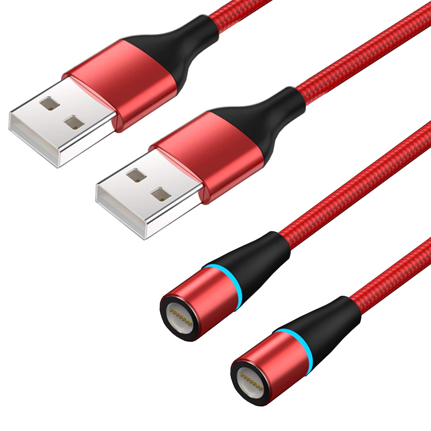 Amazon Co Jp Ewise 360度回転 マグネット 充電ケーブル Microusb Typec 用ケーブルのみ 2mx2本セット 端子別売り ブラック パソコン 周辺機器