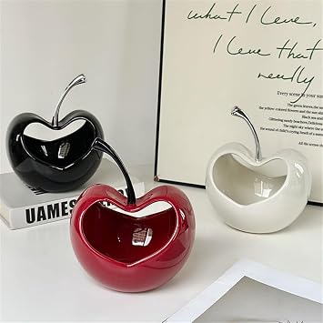 Cute Candy Bowl for Office Desk - Small Decorative Candy Dish & Key Holder, Unique Ceramic Jar for Home Decor, Funny Fruit Organizer Gift for Mother/Teacher (Black)