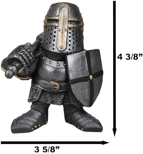 Miniatura 7 de Ebros Gift Anime Chibi - Figura medieval renacentista de caballero de la cruz de los templarios cruzados de 4.5 pulgadas de alto, traje de armadura