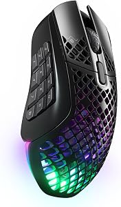SteelSeries Aerox 9 Wireless Gaming Mouse – Ultra-Light 99g – MMO/MOBA – 18 Adjustable Buttons – Bluetooth/2.4GHz – 180h Battery – IP54 Water Resistant – PC/MAC