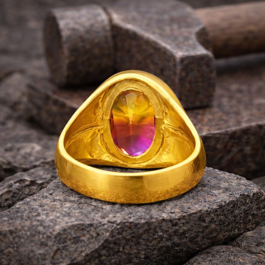 Natural Crystal Ring Men's Sword Design 24K Gold Vermeil 925 Sterling Silver Oval Solitaire Gemstone Dainty Statement Healing Crystal Birthstone Luck Handmade Turkish Fine Jewelry