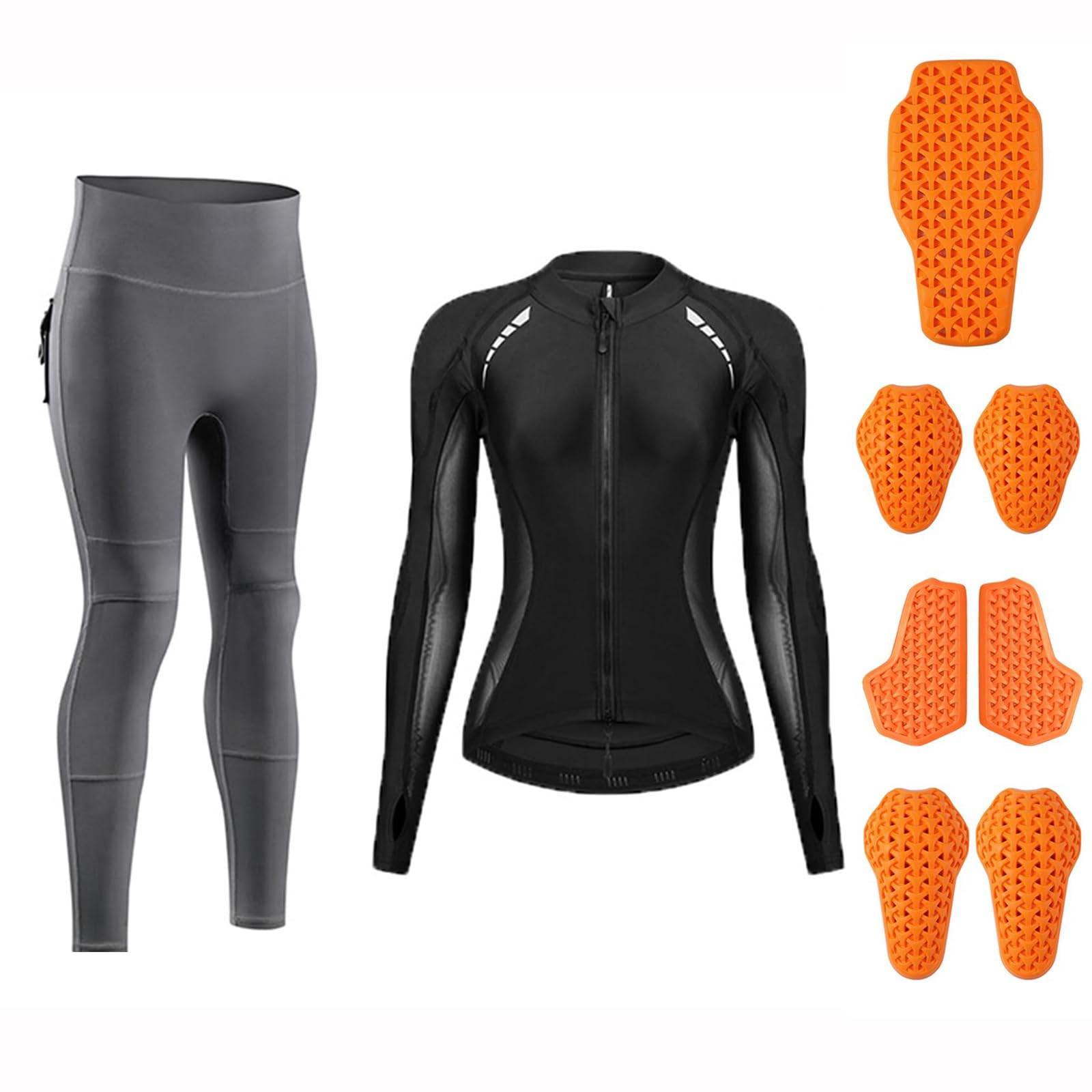 Completo moto donna giacca mesh e leggings protettivi, equipaggiamento estivo alta elasticità traspirante, abbigliamento motociclista protezioni CE rimovibili sicurezza