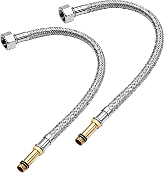2 Pack Flexible Tap Connectors M1010mm x 1/2", 500mm Long Pipe Tails Tap Flexible Hose Monobloc Mixer Stainless Steel Braided Hose Hot Cold Water Supply for Kitchen Bathroom Sink