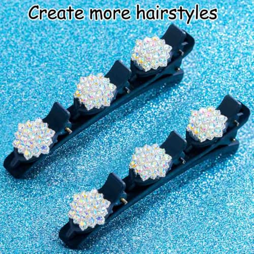 Pinzas para cabello trenzadas con piedras brillantes, pack de 2 miniatura 6