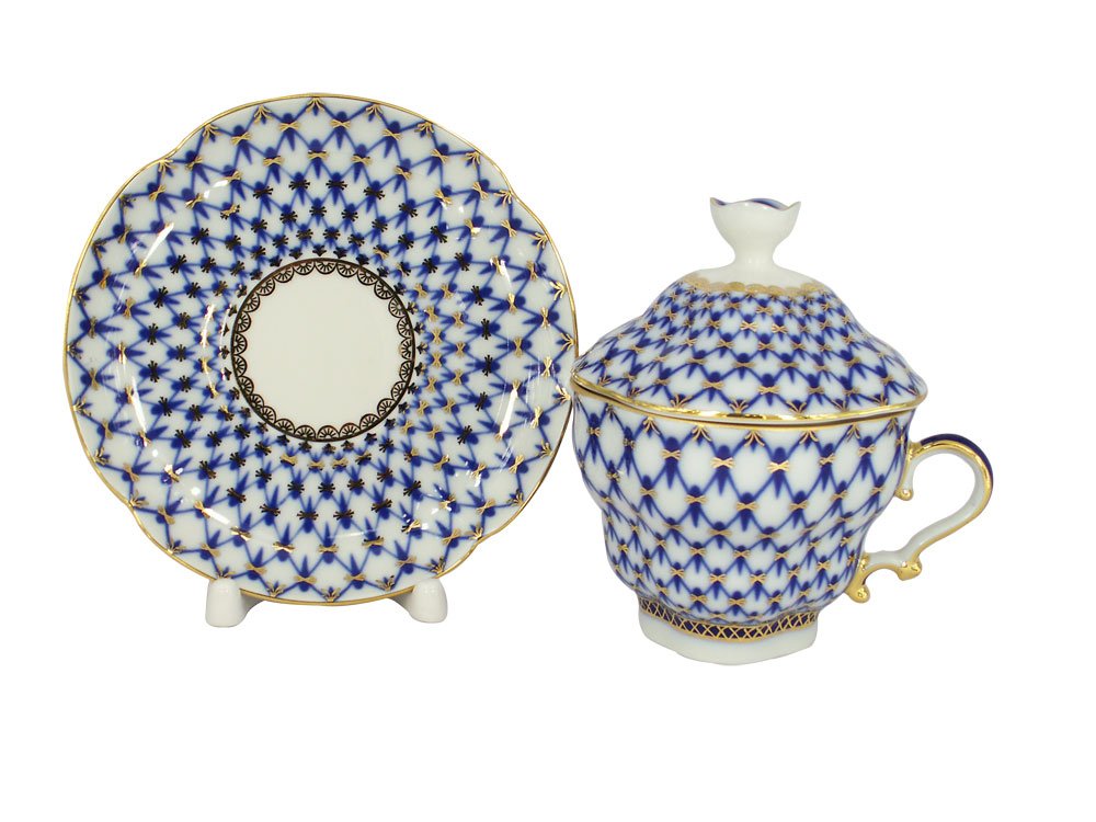Amazon.com | Lomonosov Porcelain Cobalt Net Covered Cup Set