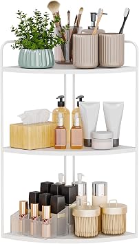 Bathroom Counter Organizer, Vanity & Makeup Countertop Organizer | Corner Bathroom Counter Organizer, Bathroom Sink Organizer, Bathroom Counter Shelf, Countertop Organizer, Corner Desk Shelf