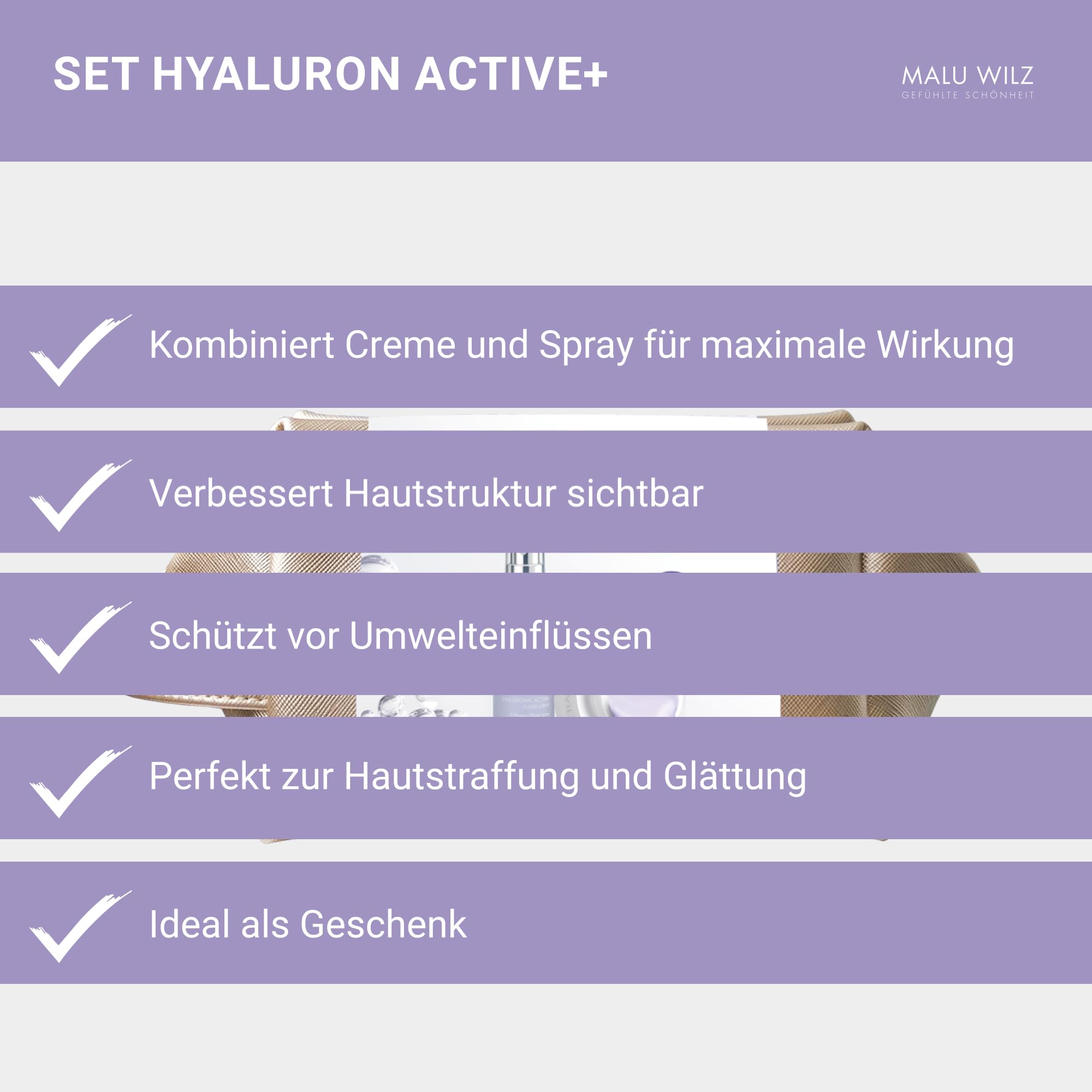 Malu Wilz Hyaluronic Active+ Pflegeset - Beauty Set mit Hyaluronic Active+ Cream Rich, Hyaluronic Active+ Cream Rich Refill und Hyaluronic Active+ Flash Spray