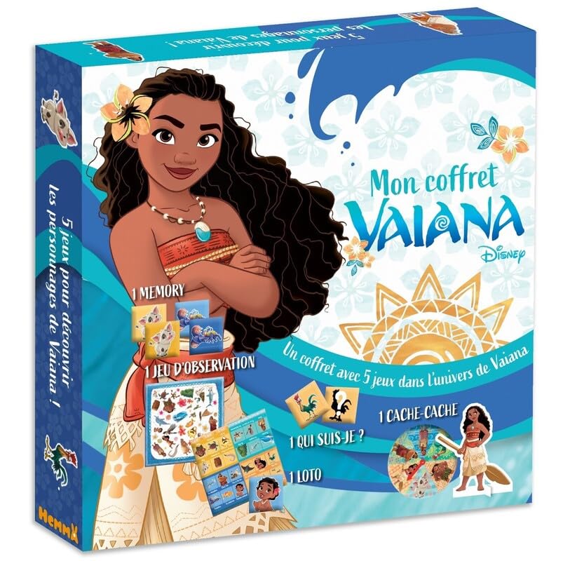 Disney Vaiana - Mon Coffret jeux - Mon Coffret Vaiana - Jeux éducatifs - Coffret jeux - Dès 4 ans