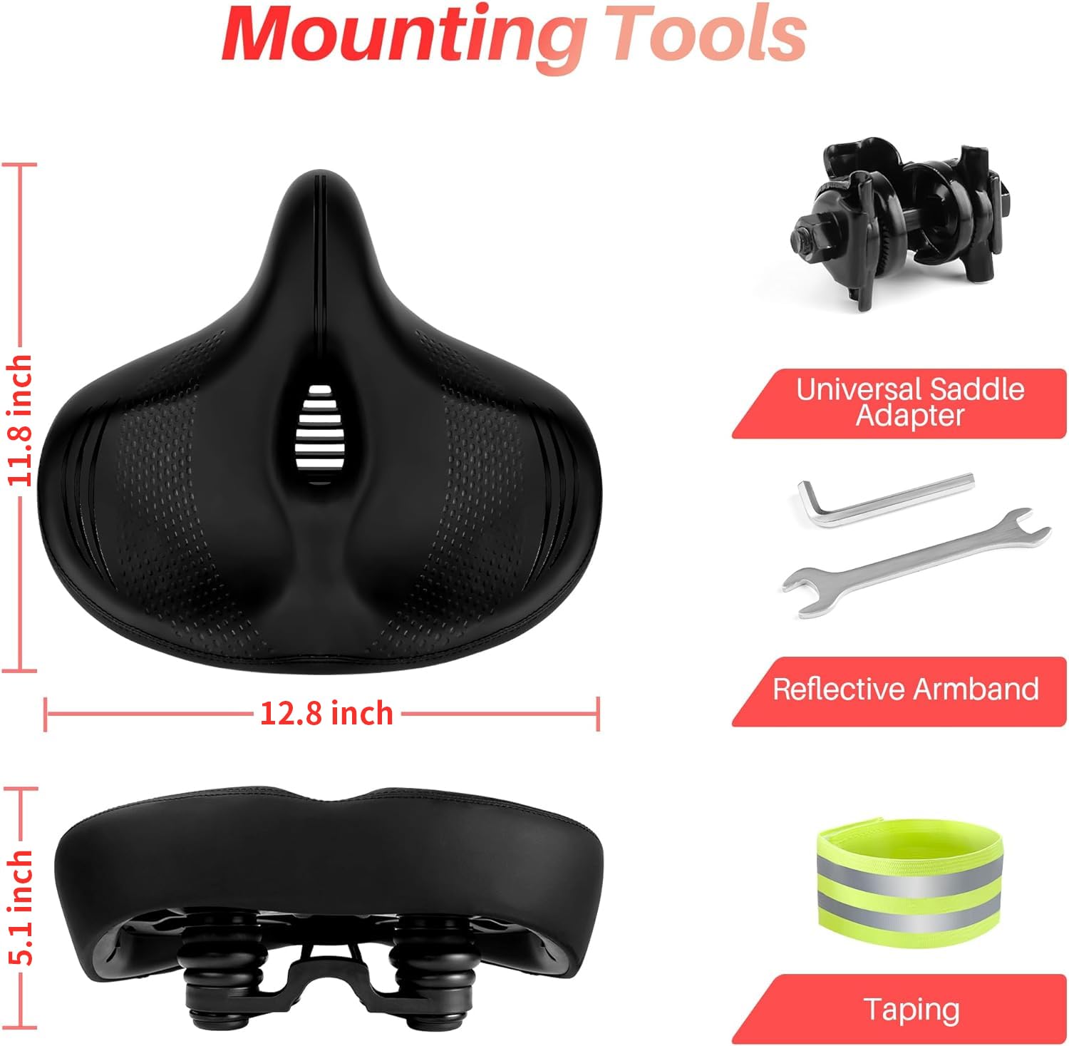 Selle de vélo surdimensionnée pour Peloton Bike & Bike+, coussin de siège confortable compatible avec Peloton, Spin Bike, vélos de route ou d'appartement, selle de rechange large pour homme et femme,