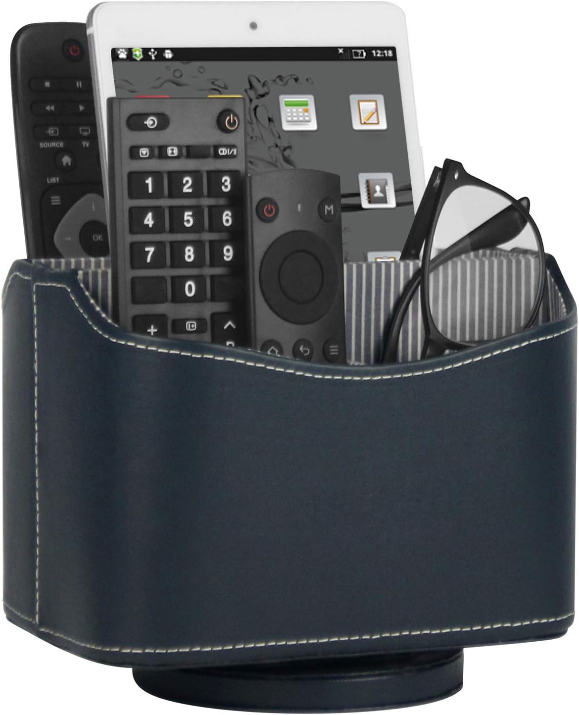 Amazon.com: Ms.Box Media Storage PU Leather Spinning Remote Control ...